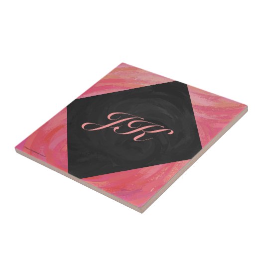 Salmon Swirl Monogram Tegeltje (Zijkant)