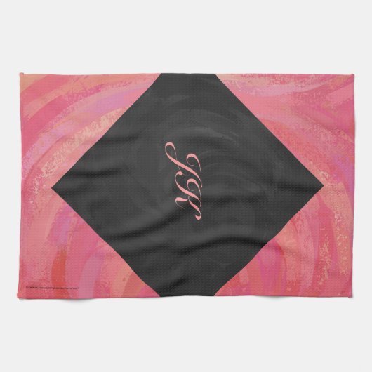 Salmon Swirl Monogram Theedoek (Horizontaal)