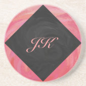 Salmon Swirl Monogram Zandsteen Onderzetter (Voorkant)