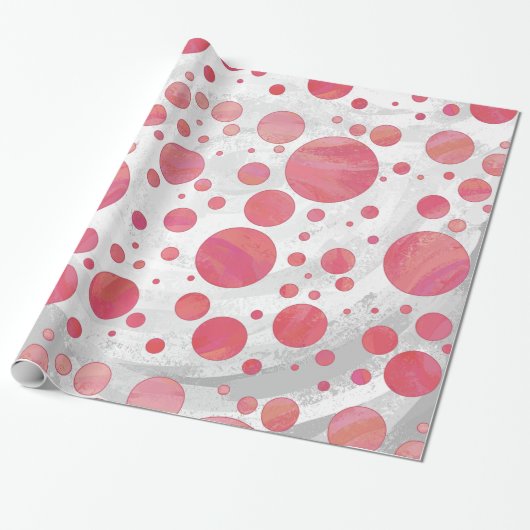 Salmon Swirl Polka Dots Cadeaupapier (Uitgerold)