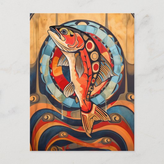 Salmon Totem – Journey in Deco Style Briefkaart (Voorkant)