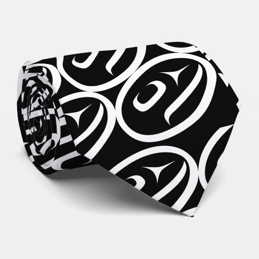 Salmon Trout Head Black en White Stropdas (Opgerold)