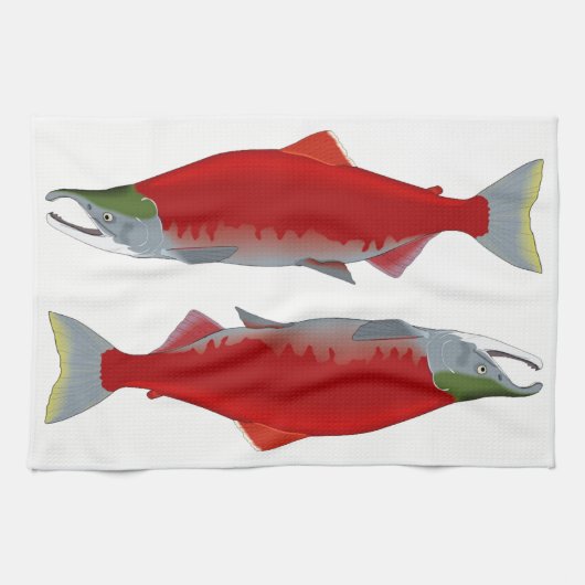 Salmon Twins Theedoek (Horizontaal)