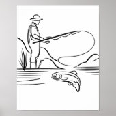 Salmon Vissen Line Art Poster (Voorkant)