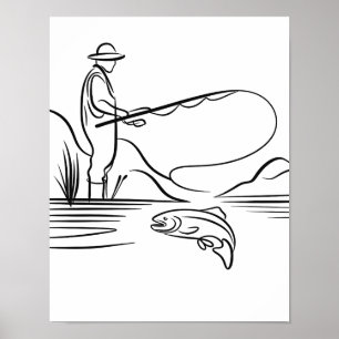 Salmon Vissen Line Art Poster