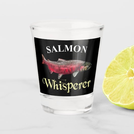 Salmon Whisperer Dark Shot Glas (Voorkant)