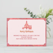 salmon winter christmas wish sunburtst mandala kaart (Staand voorkant)