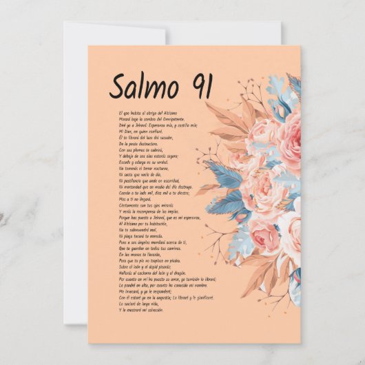 Salmos 91, Bijbelvers met mooie florale bloem Save The Date (Voorkant)