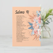 Salmos 91, Bijbelvers met mooie florale bloem Save The Date (Staand voorkant)