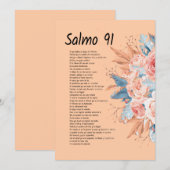 Salmos 91, Bijbelvers met mooie florale bloem Save The Date (Voorkant / Achterkant)