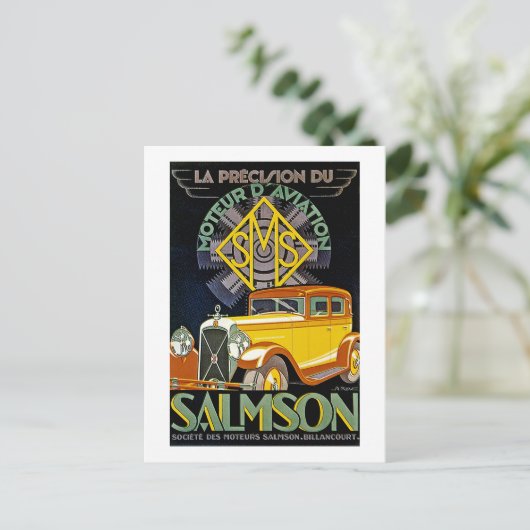  Salmson Automobile Ad Briefkaart (Staand voorkant)