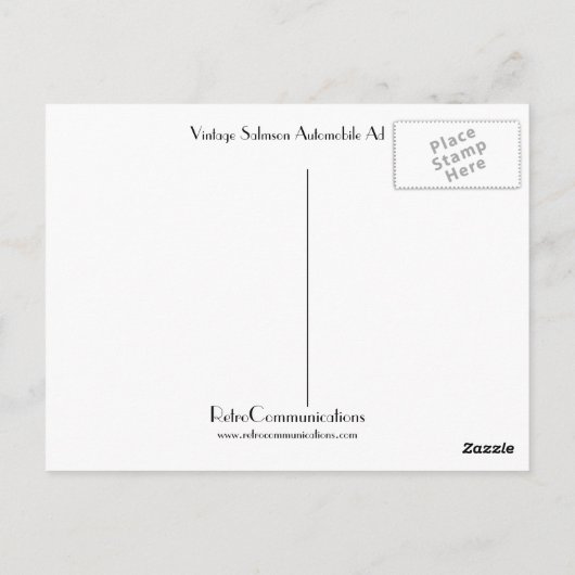  Salmson Automobile Ad Briefkaart (Achterkant)