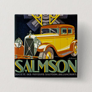  Salmson Automobile Ad Vierkante Button 5,1 Cm
