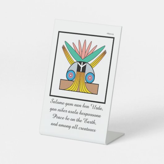 Salome Peace Symbol & Meditation Mantra Reclamebord Met Voetstuk (Voorkant)