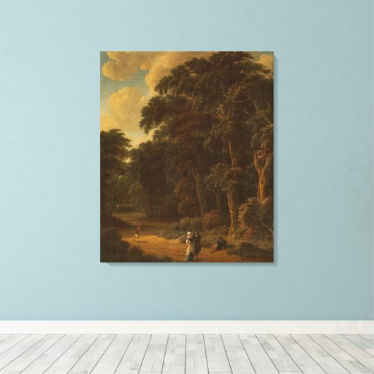 Salomon Rombouts - Boslandschap met bos... Canvas Afdruk (Insitu (Houten vloer))