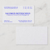 SALOMON ROTHSCHILD VISITEKAARTJE (Voorkant / Achterkant)