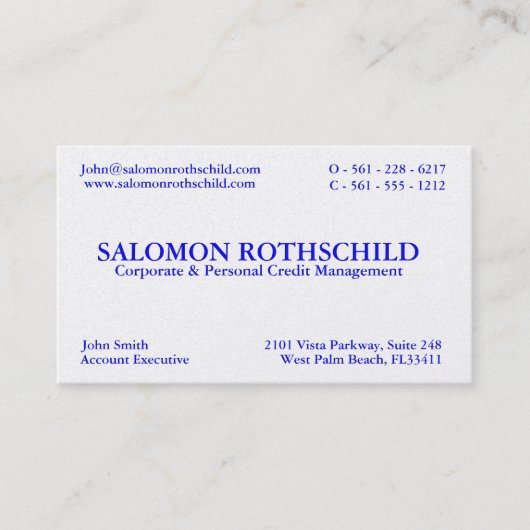 SALOMON ROTHSCHILD VISITEKAARTJE (Voorkant)