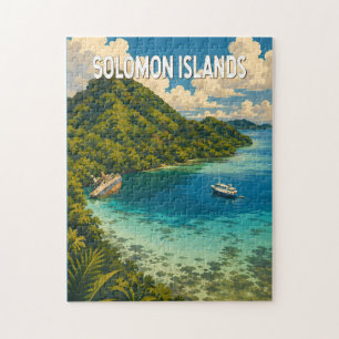 Salomonseilanden Illustratie Reis Kunst Vintage Legpuzzel