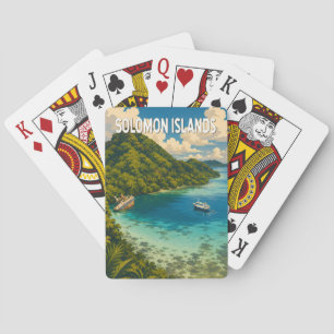 Salomonseilanden Illustratie Reis Kunst Vintage Pokerkaarten