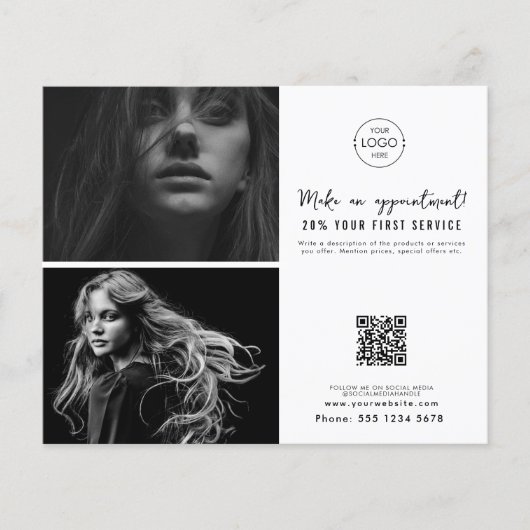 Salon Afspraak Hair Make-up Nails Business Logo Flyer (Voorkant)