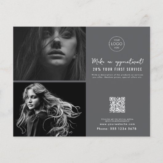 Salon Afspraak Hair Make-up Nails Business Logo Flyer (Voorkant)
