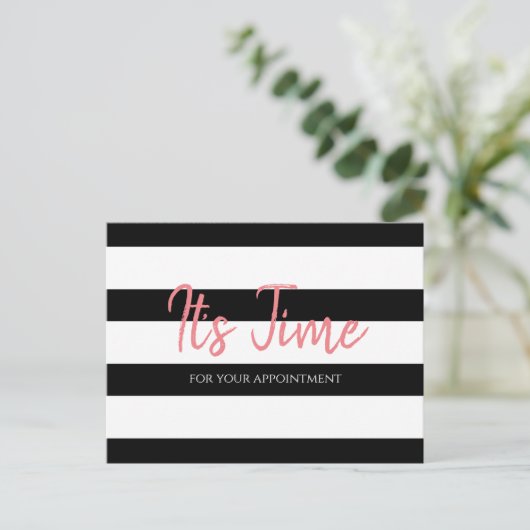 Salon Afspraak Herinnering Trendy Black Stripes Briefkaart (Staand voorkant)