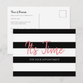 Salon Afspraak Herinnering Trendy Black Stripes Briefkaart (Voorkant / Achterkant)
