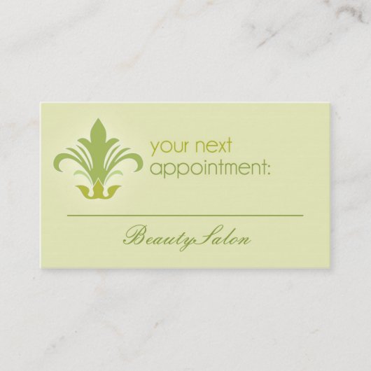 Salon afspraak, schoonheid, groene visitekaartje afsprakenkaartje (Voorkant)
