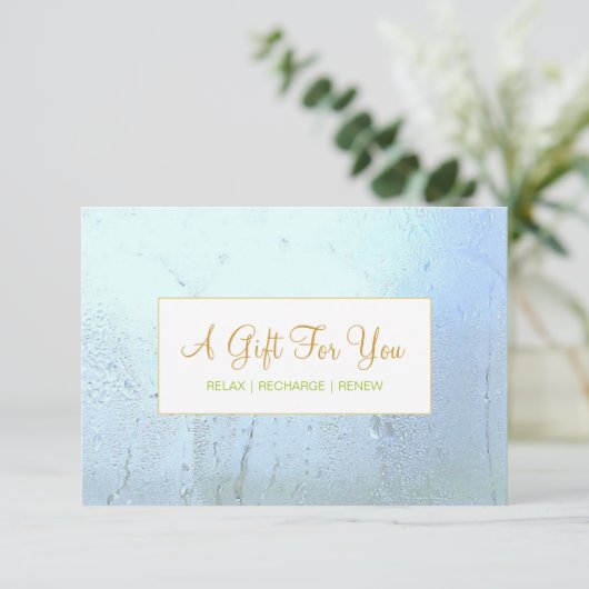 Salon and Spa Aqua Blue Glass Cadebewijs (Staand voorkant)