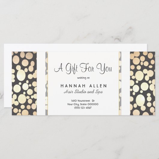 Salon and Spa Gold Circles Cadeaubon (Voorkant / Achterkant)