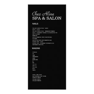 Salon and Spa Price List & Rack Card Reclamekaart