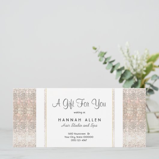 Salon and Spa Silver Sequins Cadeaubon (Staand voorkant)