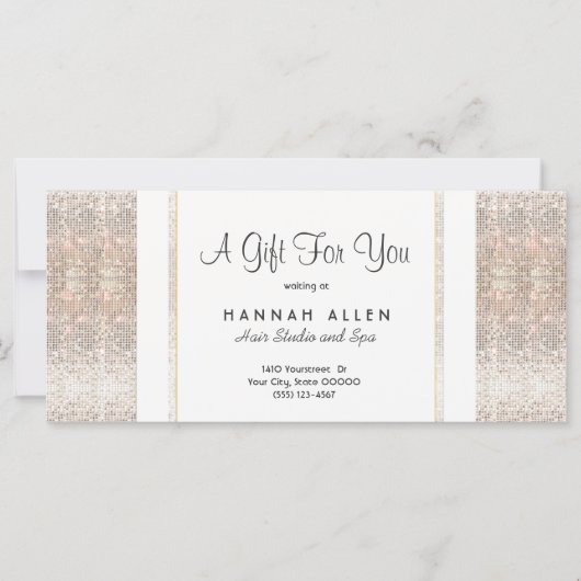 Salon and Spa Silver Sequins Cadeaubon (Voorkant)