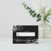 Salon Appointment Card Spa Floral Swirls Black Afsprakenkaartje (Staand voorkant)