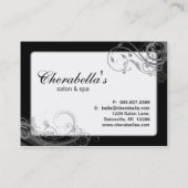 Salon Appointment Card Spa Floral Swirls Black Afsprakenkaartje (Achterkant)