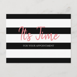 Salon Appointment Reminder Trendy Black Stripes Briefkaart