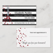 Salon B&W Stripes, Rode Stippen Afsprakenkaartje (Voorkant / Achterkant)