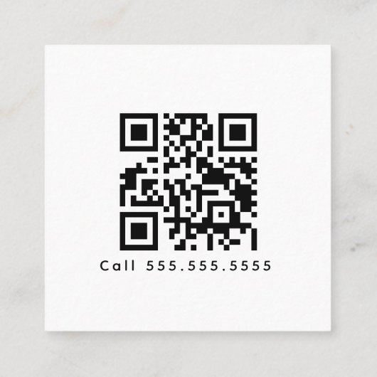 Salon Barber Business Logo Script Barcode Vierkante Visitekaartje (Achterkant)