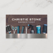 Salon Barber Gereedschap | metaalhout Visitekaartje (Voorkant)