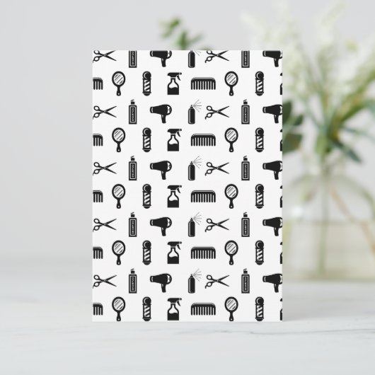 Salon & Barber Hairdresser Pattern CUSTOM COLOR Bedankkaart (Staand voorkant)