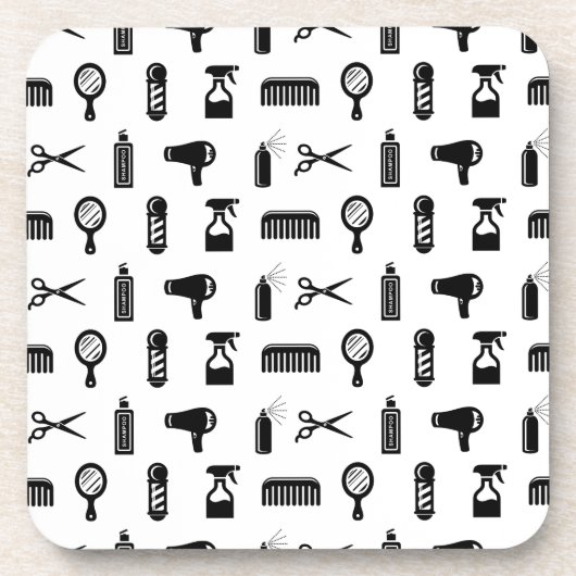 Salon & Barber Hairdresser Pattern CUSTOM COLOR Bier Onderzetter (Voorkant)