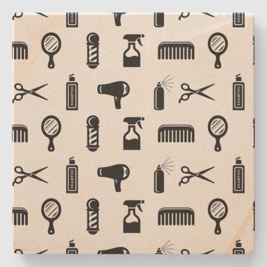 Salon & Barber Hairdresser Pattern CUSTOM COLOR Stenen Onderzetter (Voorkant)