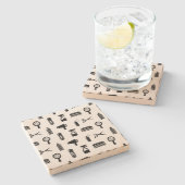 Salon & Barber Hairdresser Pattern CUSTOM COLOR Stenen Onderzetter (Zijkant)