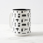 Salon & Barber Hairdresser Pattern CUSTOM COLOR Tweekleurige Koffiemok (Voorkant links)