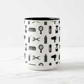 Salon & Barber Hairdresser Pattern CUSTOM COLOR Tweekleurige Koffiemok (Center)