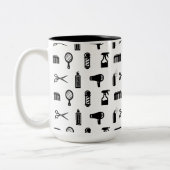 Salon & Barber Hairdresser Pattern CUSTOM COLOR Tweekleurige Koffiemok (Links)