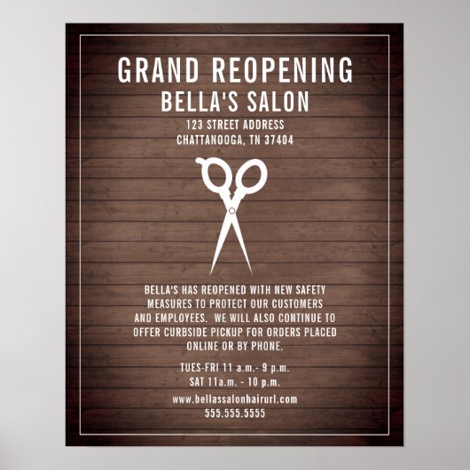 Salon Barber Heropening Covid Safety Rustic Poster (Voorkant)