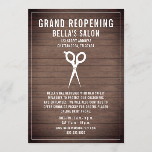 Salon Barber Heropening Wood Shears Kaart