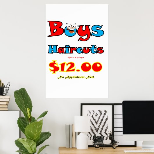 Salon Barbershop Poster Boys Haircuts (Thuiskantoor)