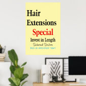 Salon Barbershop Poster Hair Extensions Length (Thuiskantoor)